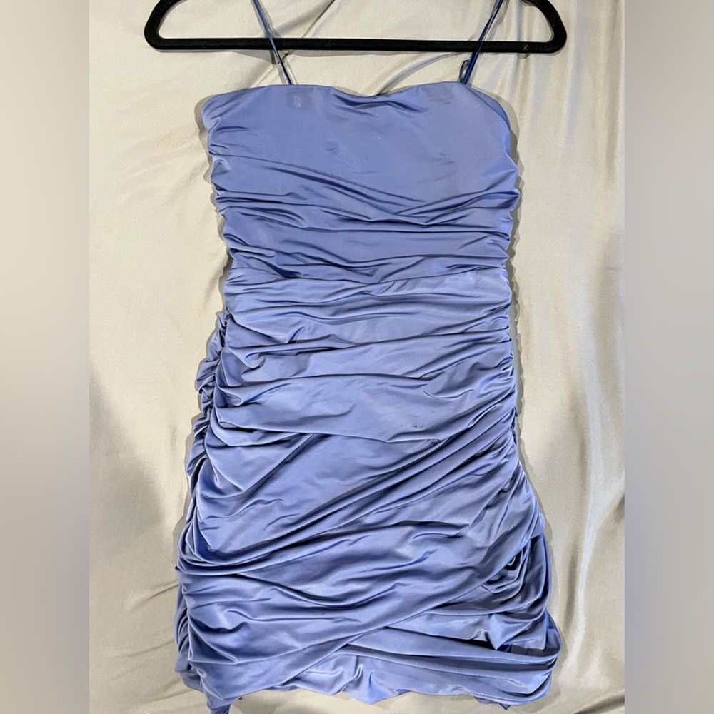 Dynamite Blue Mini Strapless Ruched Dress